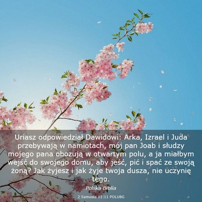 Picture 03 - 2 Samuela 11:11 POLUBG - Uriasz odpowiedział Dawidowi: Arka, Izrael i - Bible Verse Picture