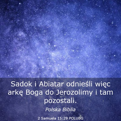 Picture 03 - 2 Samuela 15:29 POLUBG - Sadok i Abiatar odnieśli więc arkę Boga do - Bible Verse Picture
