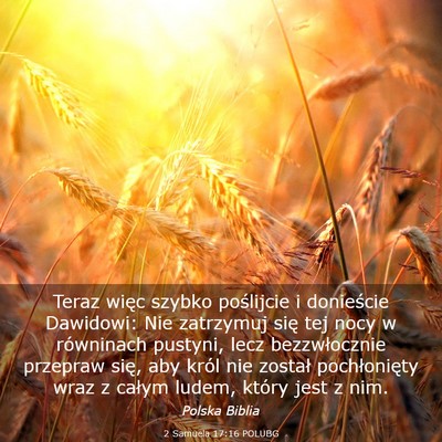 Picture 03 - 2 Samuela 17:16 POLUBG - Teraz więc szybko poślijcie i donieście - Bible Verse Picture
