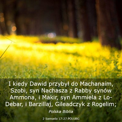 Picture 03 - 2 Samuela 17:27 POLUBG - I kiedy Dawid przybył do Machanaim, Szobi, syn - Bible Verse Picture