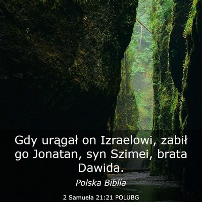 Picture 03 - 2 Samuela 21:21 POLUBG - Gdy urągał on Izraelowi, zabił go Jonatan, syn - Bible Verse Picture