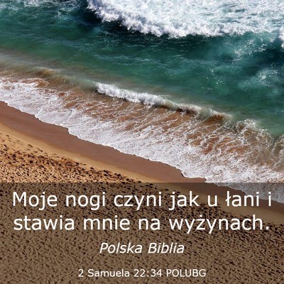 Picture 03 - 2 Samuela 22:34 POLUBG - Moje nogi czyni jak u łani i stawia mnie na - Bible Verse Picture
