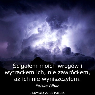 Picture 03 - 2 Samuela 22:38 POLUBG - Ścigałem moich wrogów i wytraciłem ich, nie - Bible Verse Picture