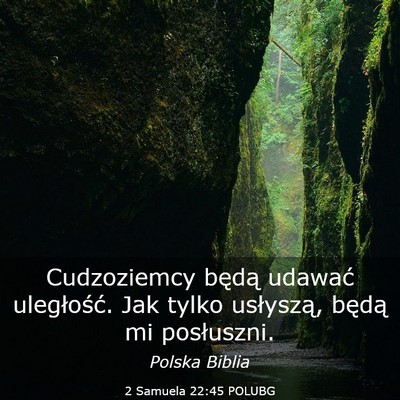 Picture 03 - 2 Samuela 22:45 POLUBG - Cudzoziemcy będą udawać uległość. Jak tylko - Bible Verse Picture