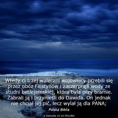 Picture 03 - 2 Samuela 23:16 POLUBG - Wtedy ci trzej waleczni wojownicy przebili się - Bible Verse Picture