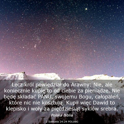 Picture 03 - 2 Samuela 24:24 POLUBG - Lecz król powiedział do Arawny: Nie, ale - Bible Verse Picture