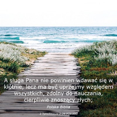 Picture 03 - 2 Tymoteusza 2:24 POLUBG - A sługa Pana nie powinien wdawać się w - Bible Verse Picture
