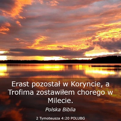 Picture 03 - 2 Tymoteusza 4:20 POLUBG - Erast pozostał w Koryncie, a Trofima zostawiłem - Bible Verse Picture