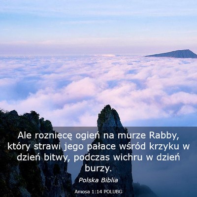 Picture 03 - Amosa 1:14 POLUBG - Ale rozniecę ogień na murze Rabby, który - Bible Verse Picture