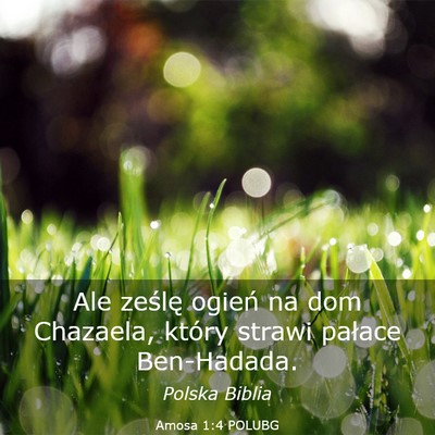 Picture 03 - Amosa 1:4 POLUBG - Ale ześlę ogień na dom Chazaela, który strawi - Bible Verse Picture