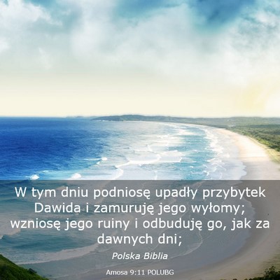 Picture 03 - Amosa 9:11 POLUBG - W tym dniu podniosę upadły przybytek Dawida i - Bible Verse Picture
