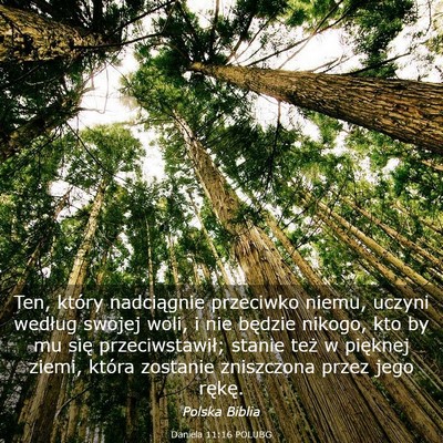 Picture 03 - Daniela 11:16 POLUBG - Ten, który nadciągnie przeciwko niemu, uczyni - Bible Verse Picture