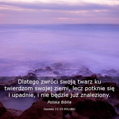 Picture 03 - Daniela 11:19 POLUBG - Dlatego zwróci swoją twarz ku twierdzom swojej - Bible Verse Picture