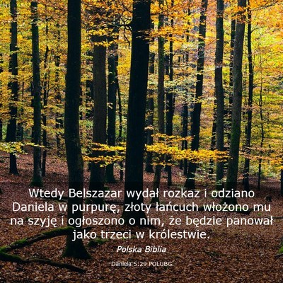 Picture 03 - Daniela 5:29 POLUBG - Wtedy Belszazar wydał rozkaz i odziano Daniela w - Bible Verse Picture