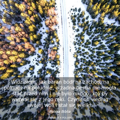 Picture 03 - Daniela 8:4 POLUBG - Widziałem, jak baran bódł na zachód, na - Bible Verse Picture