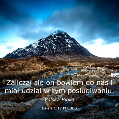 Picture 03 - Dzieje 1:17 POLUBG - Zaliczał się on bowiem do nas i miał udział w - Bible Verse Picture