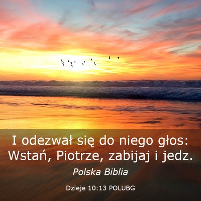 Picture 03 - Dzieje 10:13 POLUBG - I odezwał się do niego głos: Wstań, Piotrze, - Bible Verse Picture