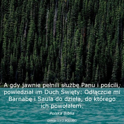 Picture 03 - Dzieje 13:2 POLUBG - A gdy jawnie pełnili służbę Panu i pościli, - Bible Verse Picture