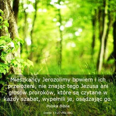 Picture 03 - Dzieje 13:27 POLUBG - Mieszkańcy Jerozolimy bowiem i ich przełożeni, - Bible Verse Picture