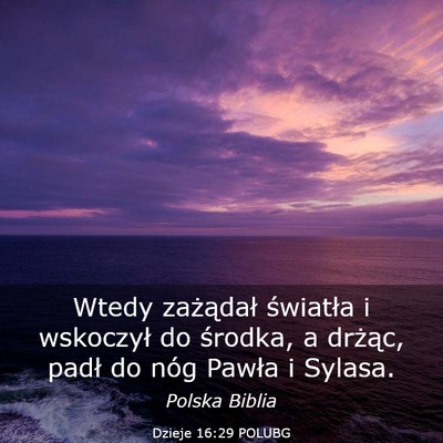 Picture 03 - Dzieje 16:29 POLUBG - Wtedy zażądał światła i wskoczył do - Bible Verse Picture
