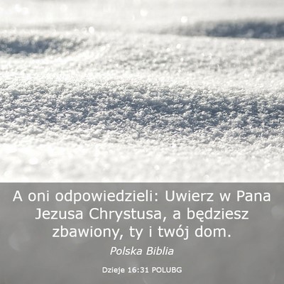 Picture 03 - Dzieje 16:31 POLUBG - A oni odpowiedzieli: Uwierz w Pana Jezusa - Bible Verse Picture