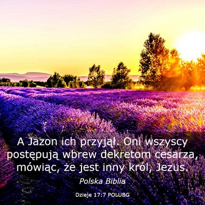 Picture 03 - Dzieje 17:7 POLUBG - A Jazon ich przyjął. Oni wszyscy postępują - Bible Verse Picture