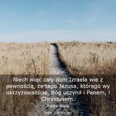 Picture 03 - Dzieje 2:36 POLUBG - Niech więc cały dom Izraela wie z pewnością, - Bible Verse Picture