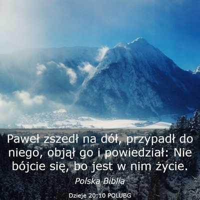 Picture 03 - Dzieje 20:10 POLUBG - Paweł zszedł na dół, przypadł do niego, - Bible Verse Picture