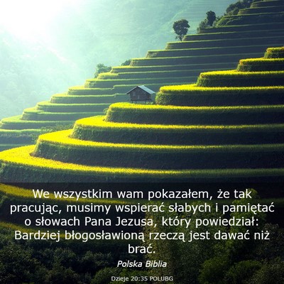 Picture 03 - Dzieje 20:35 POLUBG - We wszystkim wam pokazałem, że tak pracując, - Bible Verse Picture
