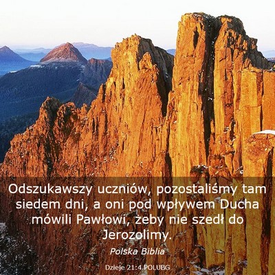 Picture 03 - Dzieje 21:4 POLUBG - Odszukawszy uczniów, pozostaliśmy tam siedem - Bible Verse Picture