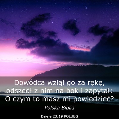 Picture 03 - Dzieje 23:19 POLUBG - Dowódca wziął go za rękę, odszedł z nim na - Bible Verse Picture