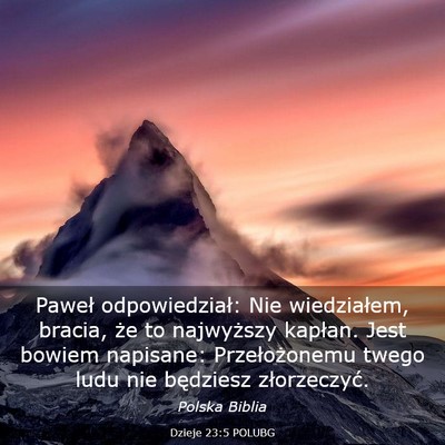 Picture 03 - Dzieje 23:5 POLUBG - Paweł odpowiedział: Nie wiedziałem, bracia, - Bible Verse Picture