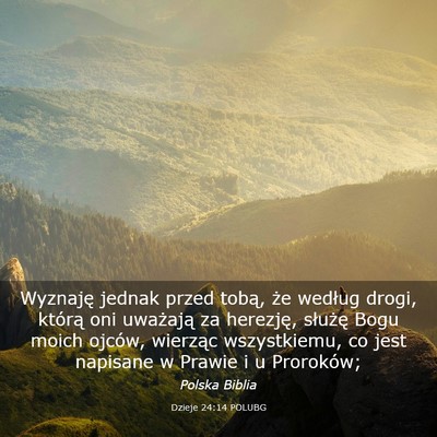 Picture 03 - Dzieje 24:14 POLUBG - Wyznaję jednak przed tobą, że według drogi, - Bible Verse Picture