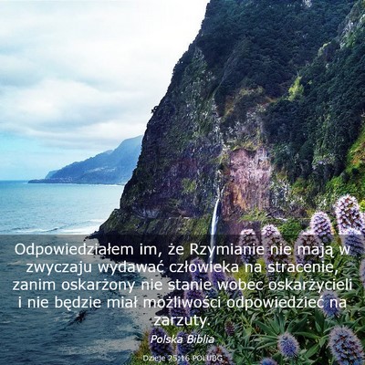 Picture 03 - Dzieje 25:16 POLUBG - Odpowiedziałem im, że Rzymianie nie mają w - Bible Verse Picture