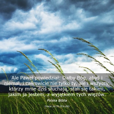 Picture 03 - Dzieje 26:29 POLUBG - Ale Paweł powiedział: Dałby Bóg, abyś i - Bible Verse Picture
