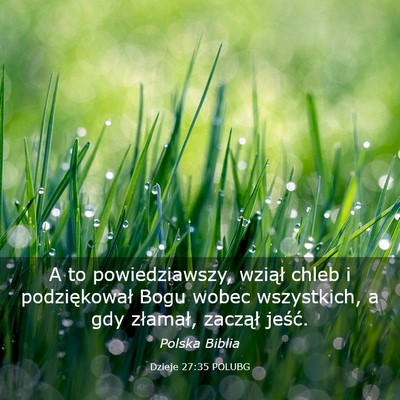 Picture 03 - Dzieje 27:35 POLUBG - A to powiedziawszy, wziął chleb i podziękował - Bible Verse Picture