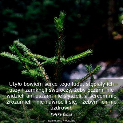 Picture 03 - Dzieje 28:27 POLUBG - Utyło bowiem serce tego ludu, stępiały ich - Bible Verse Picture