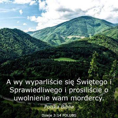 Picture 03 - Dzieje 3:14 POLUBG - A wy wyparliście się Świętego i - Bible Verse Picture