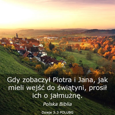 Picture 03 - Dzieje 3:3 POLUBG - Gdy zobaczył Piotra i Jana, jak mieli wejść do - Bible Verse Picture