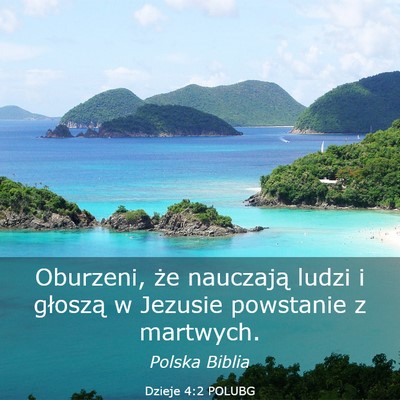 Picture 03 - Dzieje 4:2 POLUBG - Oburzeni, że nauczają ludzi i głoszą w - Bible Verse Picture