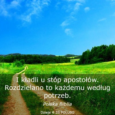 Picture 03 - Dzieje 4:35 POLUBG - I kładli u stóp apostołów. Rozdzielano to - Bible Verse Picture