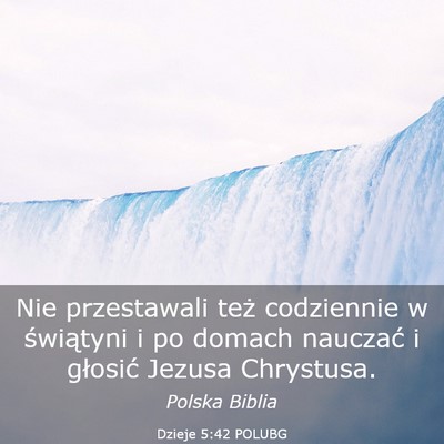 Picture 03 - Dzieje 5:42 POLUBG - Nie przestawali też codziennie w świątyni i po - Bible Verse Picture
