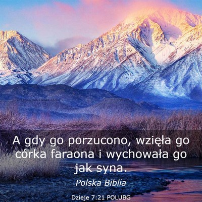 Picture 03 - Dzieje 7:21 POLUBG - A gdy go porzucono, wzięła go córka faraona i - Bible Verse Picture