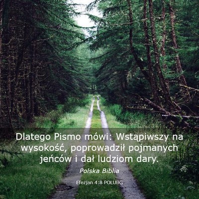 Picture 03 - Efezjan 4:8 POLUBG - Dlatego Pismo mówi: Wstąpiwszy na wysokość, - Bible Verse Picture