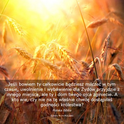 Picture 03 - Estery 4:14 POLUBG - Jeśli bowiem ty całkowicie będziesz milczeć w - Bible Verse Picture