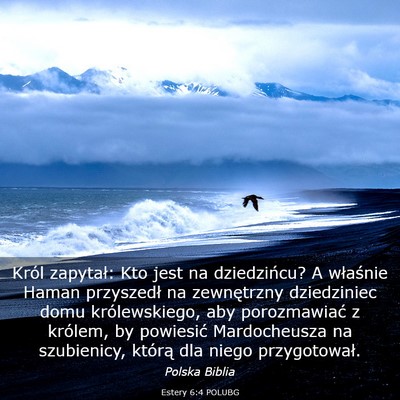 Picture 03 - Estery 6:4 POLUBG - Król zapytał: Kto jest na dziedzińcu? A - Bible Verse Picture