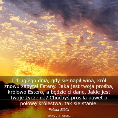 Picture 03 - Estery 7:2 POLUBG - I drugiego dnia, gdy się napił wina, król - Bible Verse Picture