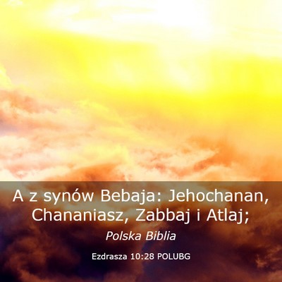 Picture 03 - Ezdrasza 10:28 POLUBG - A z synów Bebaja: Jehochanan, Chananiasz, Zabbaj - Bible Verse Picture