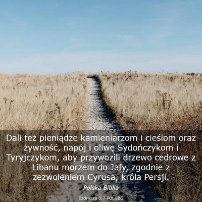 Picture 03 - Ezdrasza 3:7 POLUBG - Dali też pieniądze kamieniarzom i cieślom oraz - Bible Verse Picture