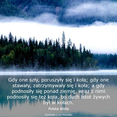 Picture 03 - Ezechiela 1:21 POLUBG - Gdy one szły, poruszyły się i koła; gdy one - Bible Verse Picture